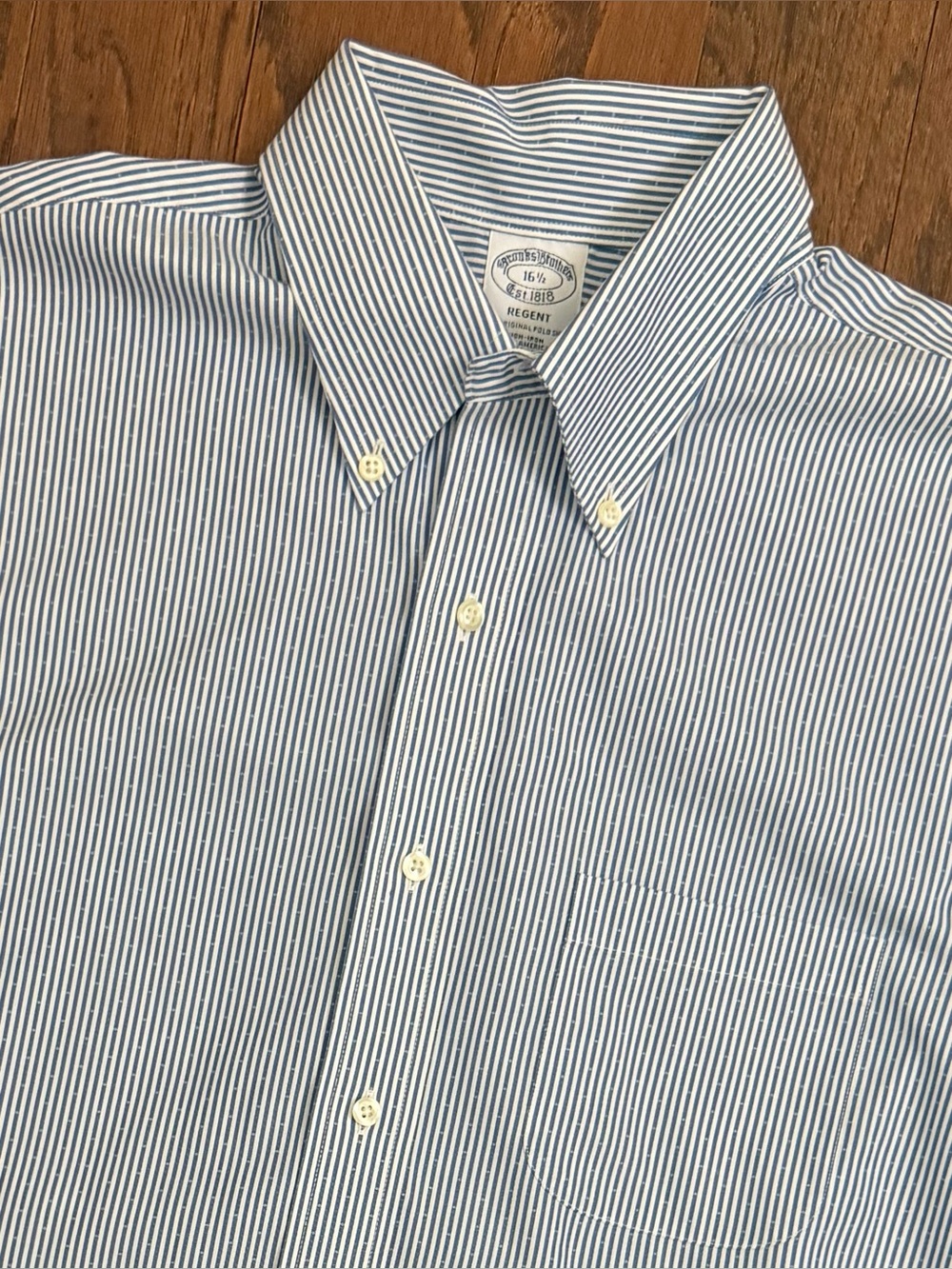 Brooks Brothers Regent Fit Blue Stripe Button-Down Dress Shirt size 16 1/2